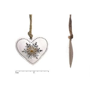Zawieszka metalowa MFP Serce, Białe, 8cm